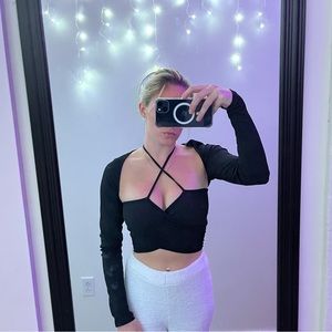 Halter crop top and sleeves